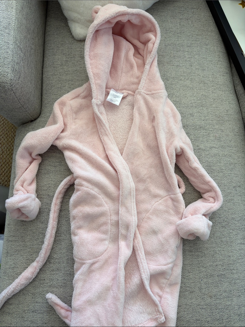 GAP Kids Plush Hooded Robe in Light Pink